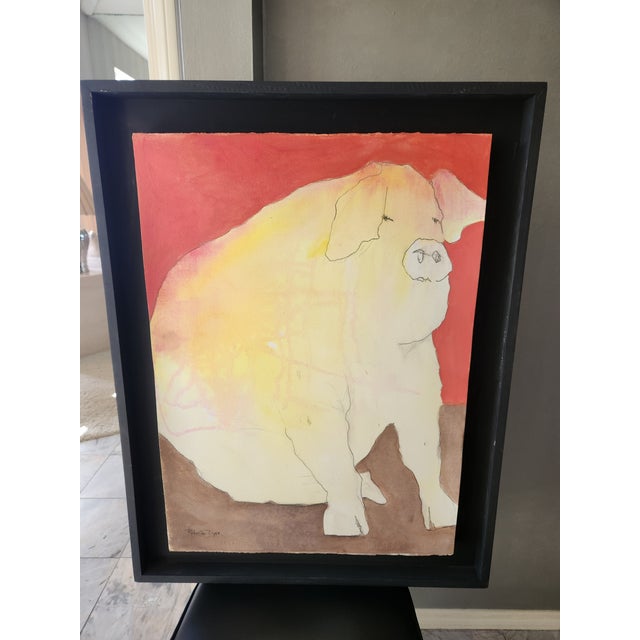 Henri Matisse Fabulous Superior Pig by Roberta Dyer Fine Art Water Media Painting For Sale - Image 4 of 13