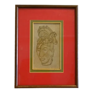 Leather Pyrography Branding Carving Cabeza Maya King of Palenque Art Mexico