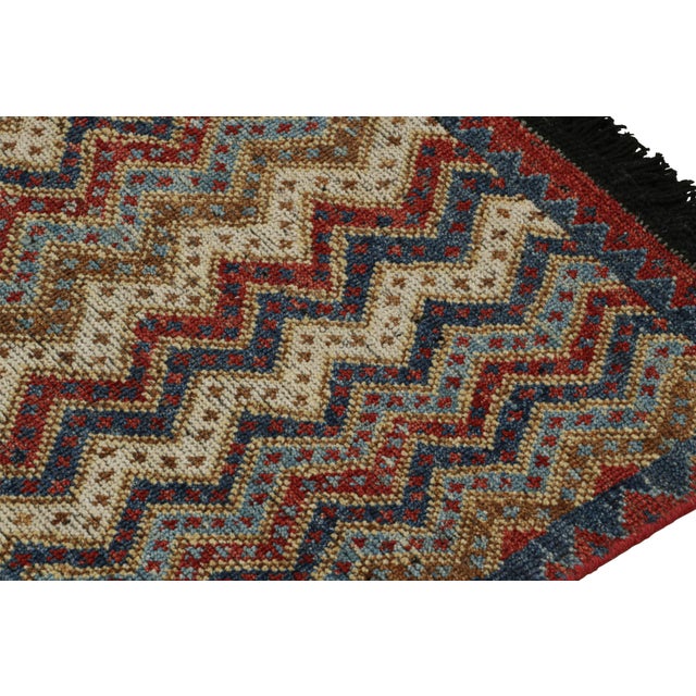 2010s Rug & Kilim’s Antique Tribal Style Rug in Red, Blue, Brown & White Patterns For Sale In New York - Image 6 of 7