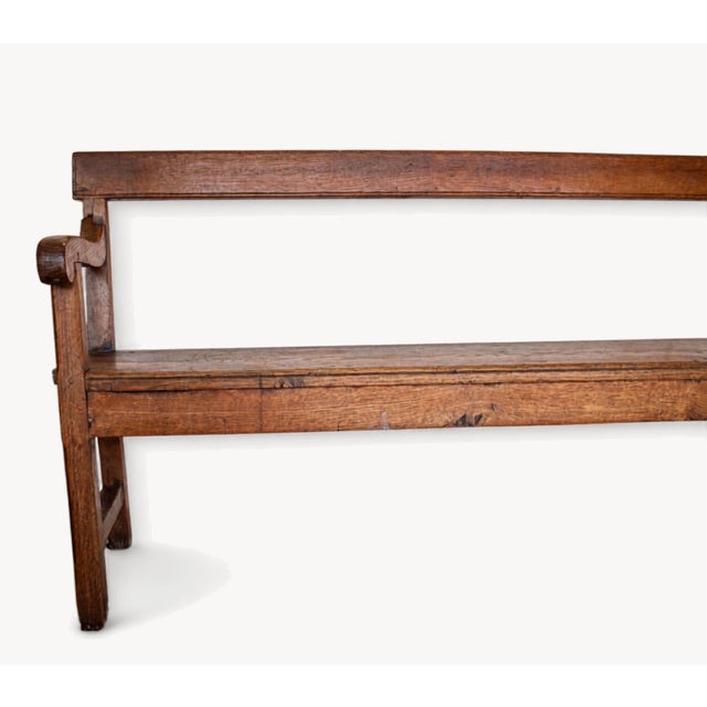 Early 19th Century 19th Century French Oak Open Arm Bench For Sale - Image 5 of 9