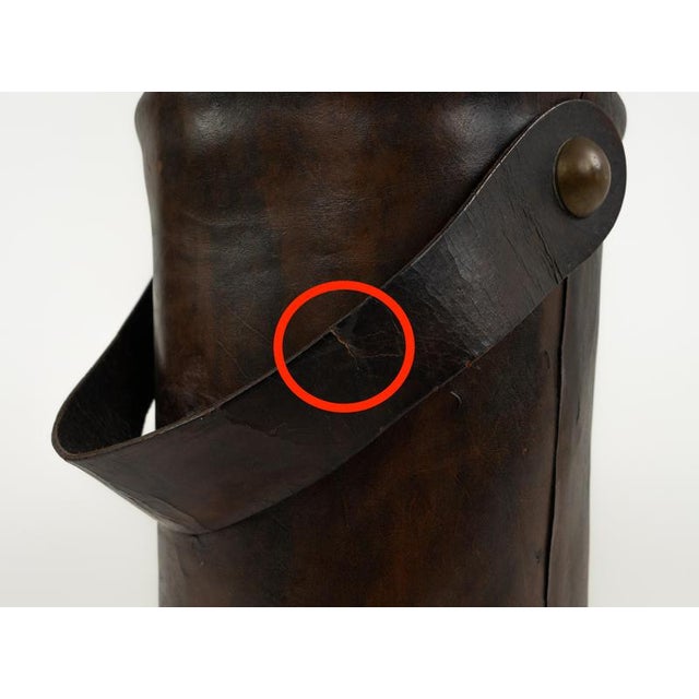 Gold Mid-Century Umbrella Stand in Leather and Brass, Italy, 1950s For Sale - Image 8 of 15