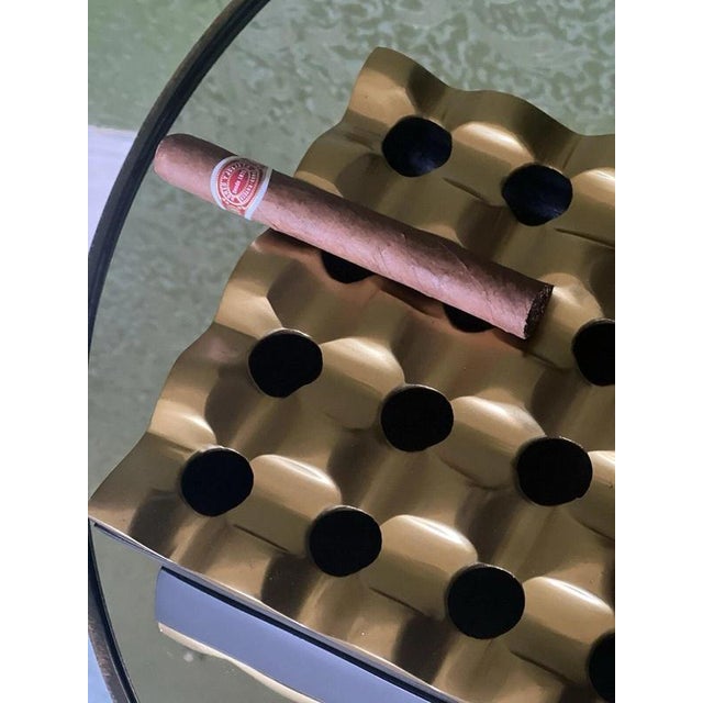 Black and Gold Sculptural Cigar Ashtray with Brass-Tone Finish For Sale - Image 10 of 13