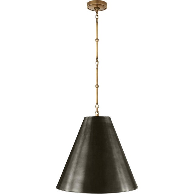 Modern Thomas O'Brien for Visual Comfort Signature Goodman Medium Hanging Light in Hand-Rubbed Antique Brass with Bronze Shade For Sale - Image 3 of 4