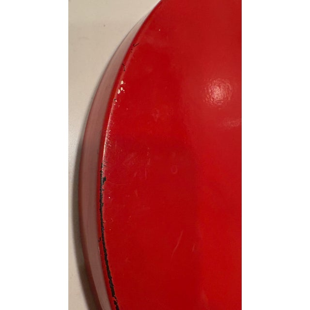 Wood Round Red and White Lacquer Tray For Sale - Image 7 of 9