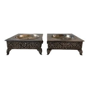 Vintage Silver Plate Pillar Candel Holders - Pair
