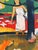 European woven needlepoint tapestry after the work of Paul Gauguin, depicting a vibrant Tahitian pastoral scene with...