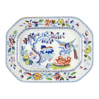 Blue Bird Motif Mason's Oval Serving Platter For Sale
