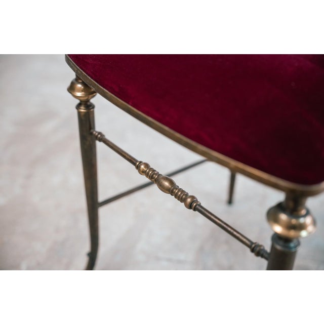 Antique Chiavarine Chairs in Brass and Red Velvet, 1950s, Set of 2 For Sale - Image 15 of 18