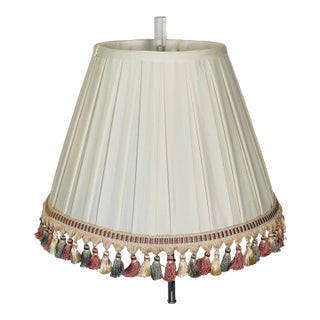 1970s White Pleated Lamp Shade With Fringes For Sale