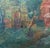 Rustic European Mid Century European Painting - Sun Over a City For Sale - Image 3 of 8