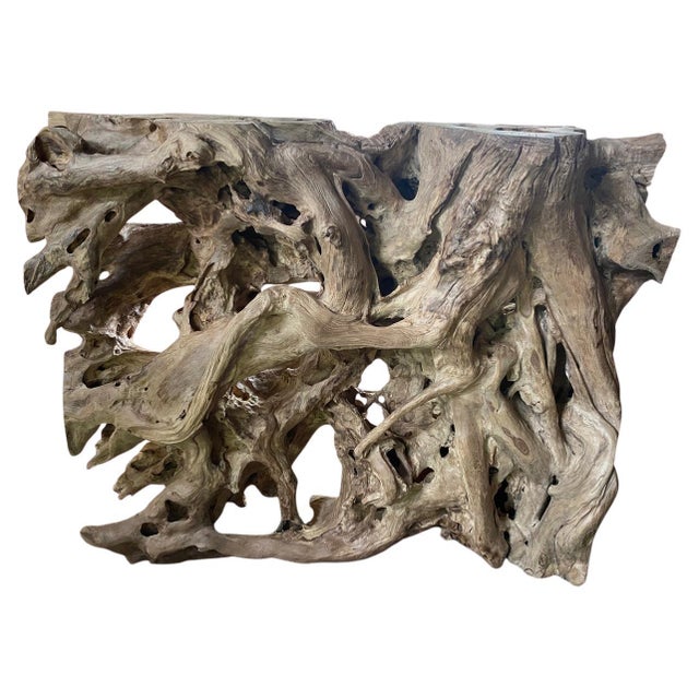 Impressive 100 year old teak root, hand carved and shaped into this one of a kind rare sculptural piece of art, console or...