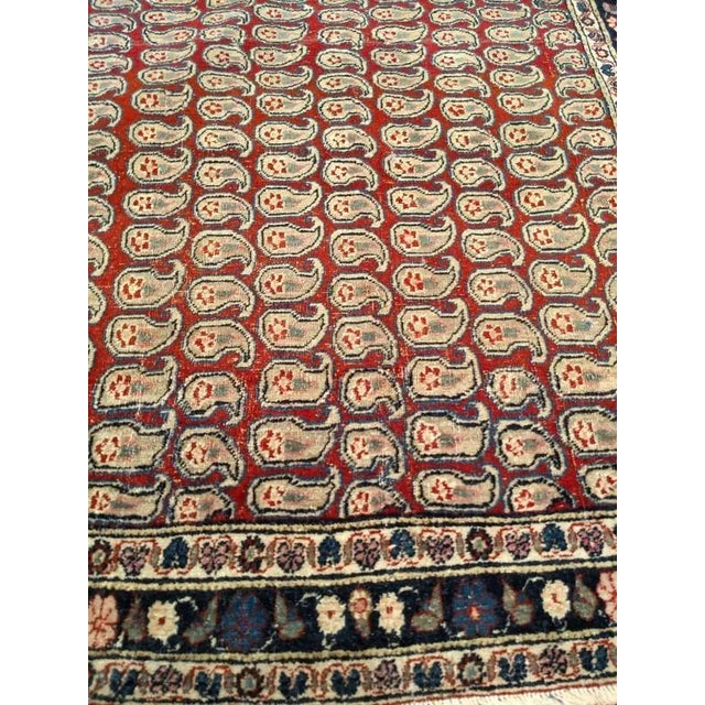 Traditional Vintage Persian Malayer Area Rug, Allover Paisley Pattern, Red & Navy, 3’ X 3’ For Sale - Image 3 of 7