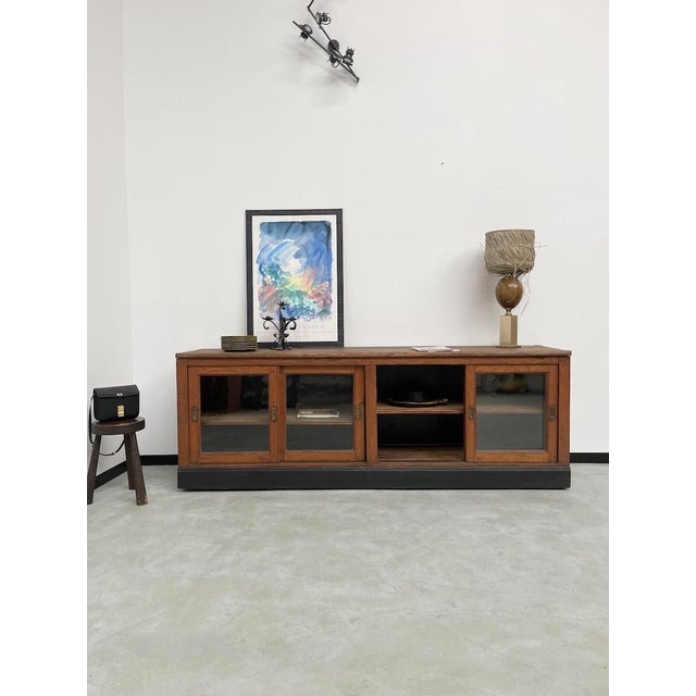 1950s Oak Sideboard with Glass Doors, 1950s For Sale - Image 5 of 18