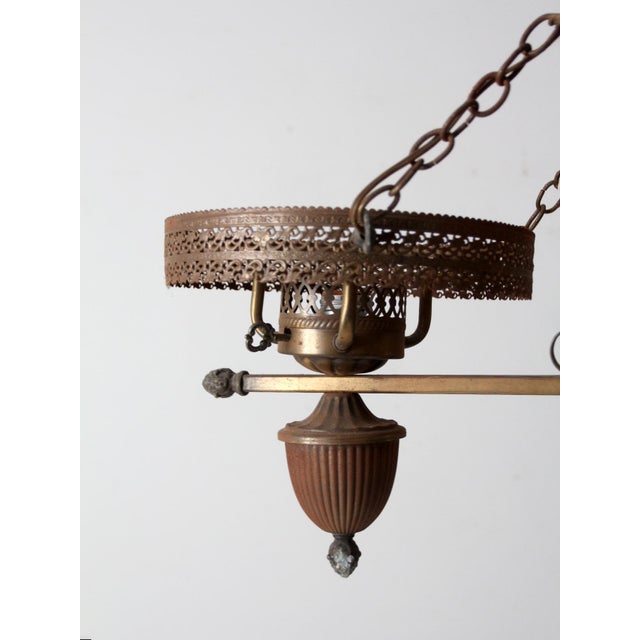 Antique Victorian Hanging Double Parlor Oil Lamp Chandelier For Sale - Image 11 of 12