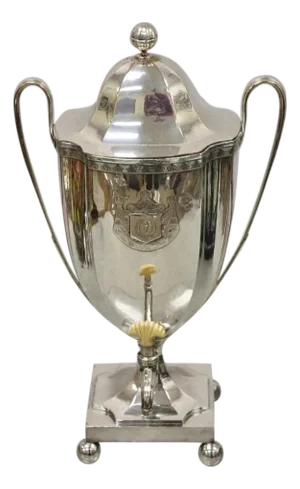 Antique English Regency Silver Plated Trophy Cup Urn Coffee Beverage Samovar