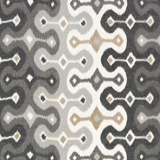 Sample- Schumacher Darya Ikat Fabric in Stone For Sale