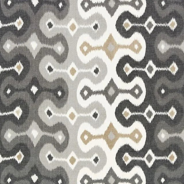 Sample- Schumacher Darya Ikat Fabric in Stone For Sale