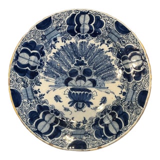 Delft “Peacock” Plate, Circa 1750’s For Sale