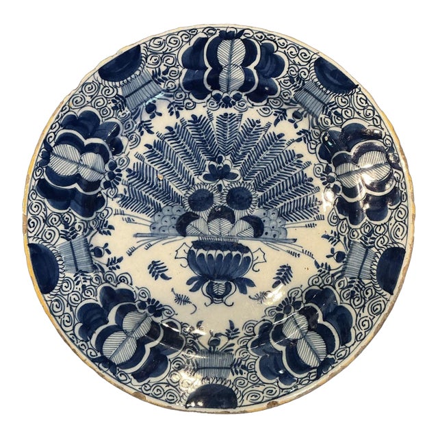 Delft “Peacock” Plate, Circa 1750’s For Sale