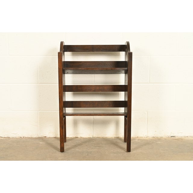 Charles Limbert Limbert Style Antique Mission Oak Arts & Crafts Book Trough or Magazine Stand, Circa 1920 For Sale - Image 4 of 12
