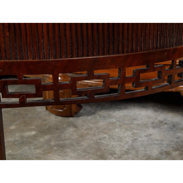 Wood English Mahogany 19th Century Demi-Lune Console Table with Tambour Sliding Doors For Sale - Image 7 of 12