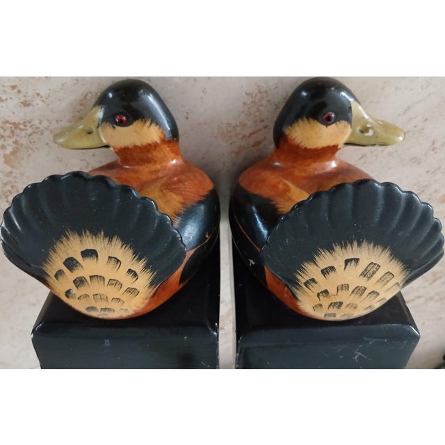 1990s Mottahedeh Italian Ruddy Duck Decoy Bookends | Chairish