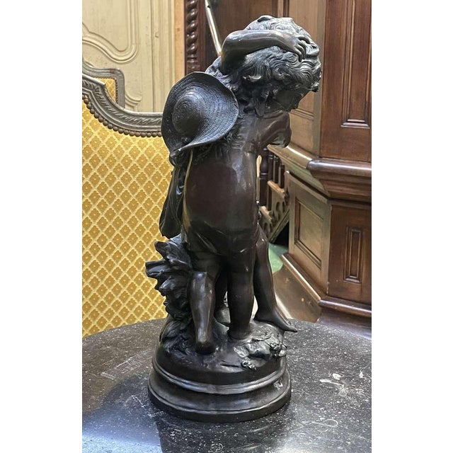 1950s Bronze Depicting Two Children by Moreau, 20th Century For Sale - Image 5 of 16