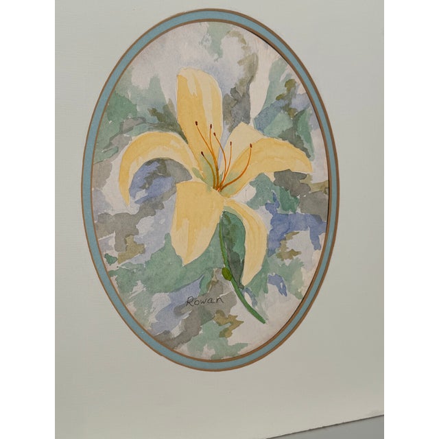 1960s Vintage Shabby Chic Floral Still Life Original Watercolor Paintings, a Pair For Sale - Image 5 of 12