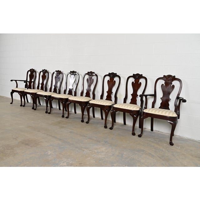 Stickley Queen Anne Carved Solid Mahogany Side Chairs or Dining Chairs, Pair For Sale - Image 12 of 13
