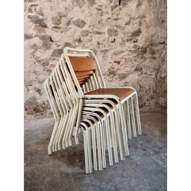 Vintage French Stackable School Chairs in Beech Plywood, 1970s, Set of 9 For Sale - Image 17 of 17