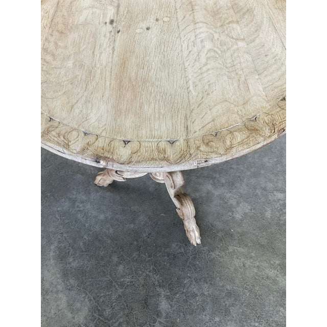 Camel Antique Bleached Carved Oak Side Table With Hoof Feet 19th Century For Sale - Image 8 of 13