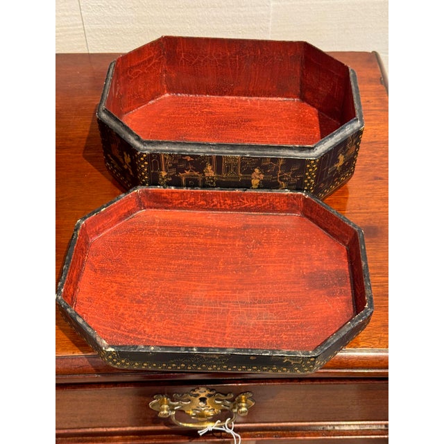 Black and Gilt Chinoiserie Lacquer Box For Sale - Image 4 of 6