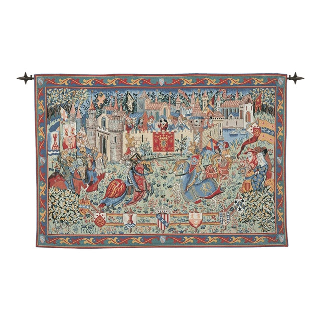 Joust at Camelot Loom Woven Tapestry - (Without Loops) 63 X 90 Cm (2'1" X 3'0") - Requires Rod Size 2 For Sale