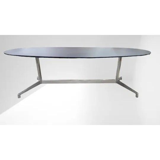 Mid-Century Modern Mid Century Modern Eames Attributed Black Glass Top Chrome Base For Sale - Image 3 of 5