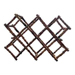 Vintage Tortoisehell or Scorched Bamboo 8-Bottle Wine Rack