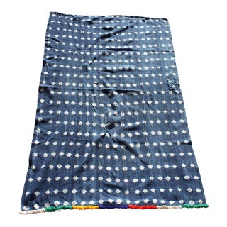 African Hand Embroidered Indigo Textile For Sale