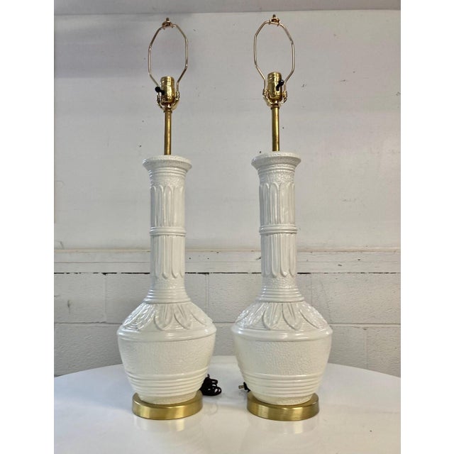Mid-Century Modern Pair of Vintage Ceramic Table Lamps For Sale - Image 3 of 8
