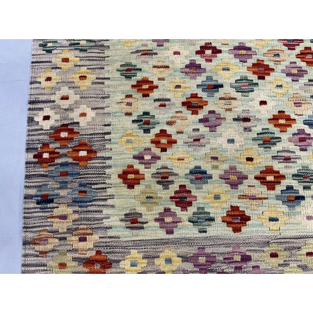 5'1" X 6'10" Multicolor Afghan Chobi Wool Flatweave Kilim Rug For Sale - Image 9 of 16