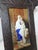 19th Century Maison De Cluny, Devotional Shrine Grand Tour Madonna of the Olives, 19th Century, Ceramic, Cow Leather & Walnut For Sale - Image 5 of 14