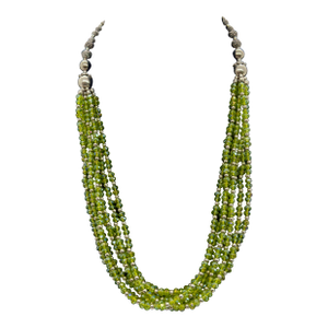 Vintage Bohemian Green Stones Multiple Strands Necklace