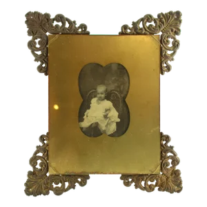 Circa 1900 Woodville Texas Victorian Gilt Brass Frame, "Southern Belle" Baby Photo