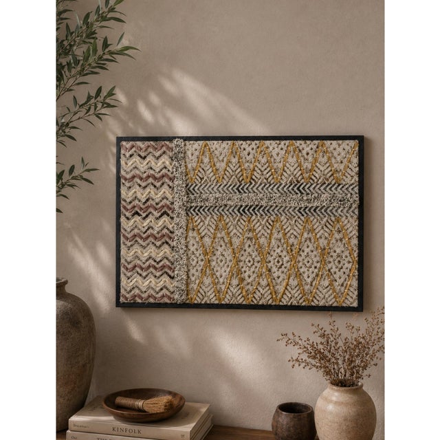Boho Weave Block Printed Embroidered Frame For Sale - Image 4 of 4