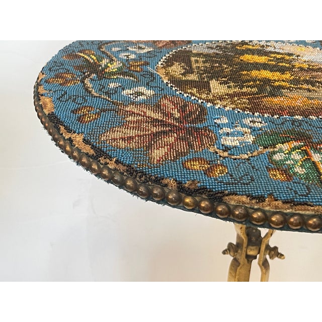 French Beaded Top Wrought Iron Table by Maison Huret, Circa 1865 For Sale - Image 4 of 15
