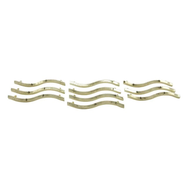 Brass Set of 10 Old New Stock Knob Hill Curved Brass Bridge Drawer Pulls For Sale - Image 8 of 8