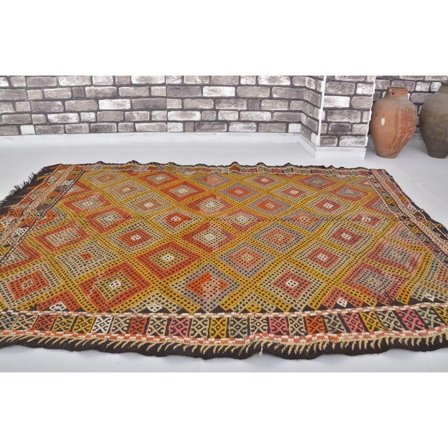1950s 1950s Geometric Anatolian Kilim Rug For Sale - Image 5 of 10