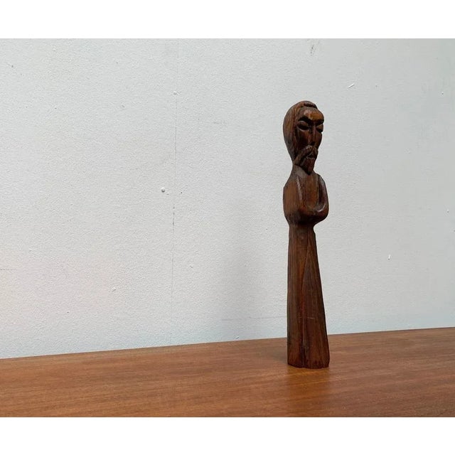 Vintage Wooden Sacral Figurine Sculpture For Sale - Image 17 of 18
