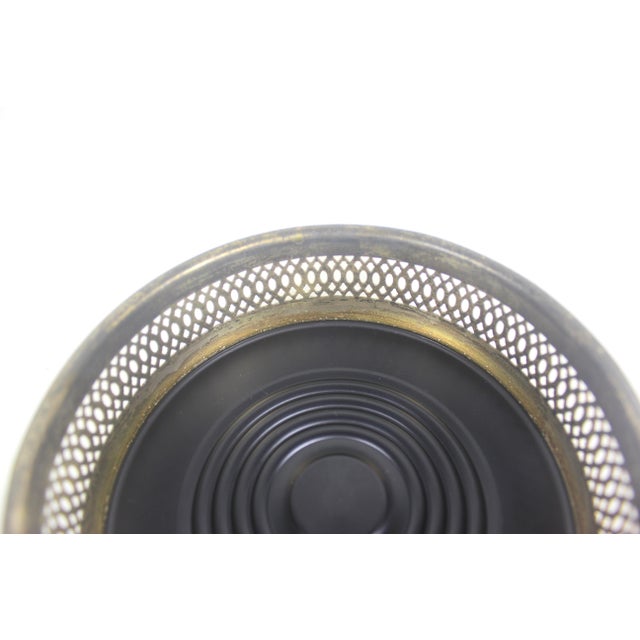 Vintage Italian Silver Plated Wine Coaster With Faux Wood Base and Pierced Sides, Bottle Holder, Entertaining Style, Patina For Sale - Image 9 of 11