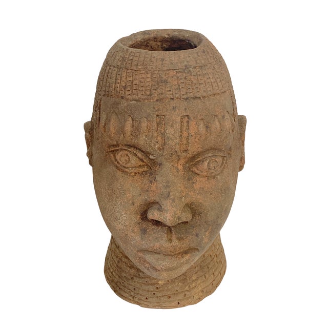 This exquisite unique and rare to find Ife Clay/Terracotta head, hand made and standing at approximately 17.5 inches with...