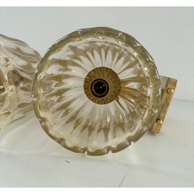 Art Deco Italian Murano Crystal Glass and Brass Wall Sconces, 1990s, Set of 2 For Sale - Image 11 of 14