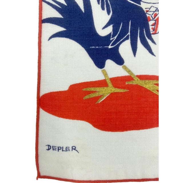 Vintage Constance Depler Crow Bird Linen Barware Cocktail Napkins- Set of 4 For Sale In Washington DC - Image 6 of 12